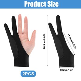 Drawing Glove, Pack of 2, Drawing Glove, Elastic Tablet Glove for Digital Artists, for Touch Screens and Drawing on Monitors (20.5 x 8 cm)