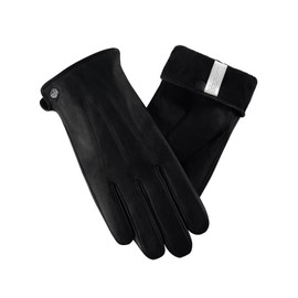 ROSYLINE Winter Gloves for Men Mens Leather Gloves Warm Winter Driving Gloves GlossyBlack M
