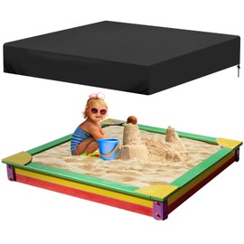 RICHIE Outdoor Sandboxes Cover Waterproof,420D Oxford Heavy Duty Dustproof UV Protection Square Pool Protection Cover for Sand Pit (122x122cm), Black