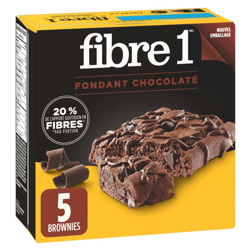 General Mills Fibre 1 Chocolatey Fudge Brownies, 5-Count, 125g/4.4oz., {Imported