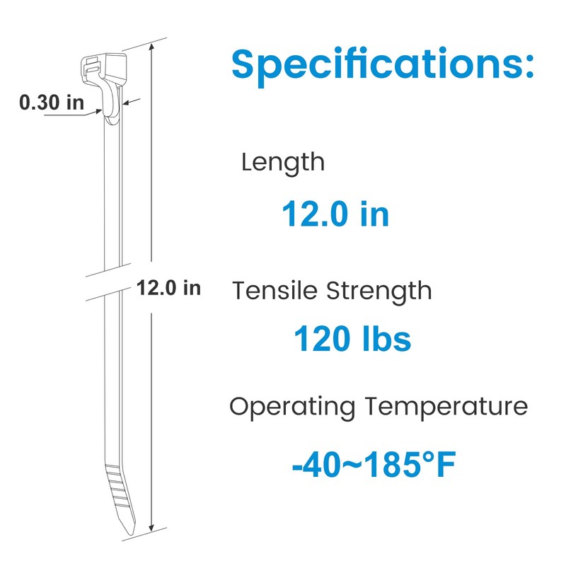 Heavy-Duty Reusable Zip Ties – 12-Inch 300 x 7.6mm, 120
