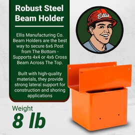 Ellis Manufacturing Company - Beam Holder for 6x6 Post - Supports 4x4 or 4x6 Cross Beam - Metal Shelf, Wall Mount Bracket for Construction, Garage, & Shelving Applications