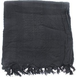 Army Universe Premium Heavy Shemagh, Thick Soft 100% Deluxe Cotton Tactical Keffiyeh Military Desert Scarf - Solid Black