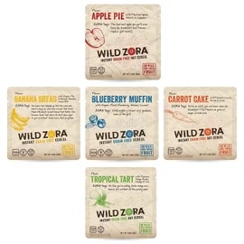 WILD ZORA Cereales Calientes Instantáneos Sin Granos - Sabrosos Cereales Paleo Friendly, Comida Caliente Instantánea, Desayuno Para Llevar, Sustituto De Avena, Sin Azúcar Agregado, Grano, Lá