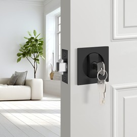 EHOMEWARE 3 Pack Matte Black Pocket Door Handles, Pocket Door Hardware with Lock, Keyed Alike Pocket Door Latch, Fit 1-3/8" to 2-11/64" Thickness Sliding Door, Left/Right Reversible