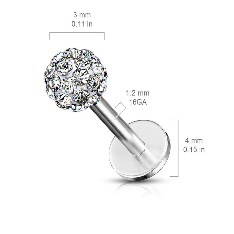 Gekko Body Jewellery Labret Monroe with Clear Ferido Gem Ball