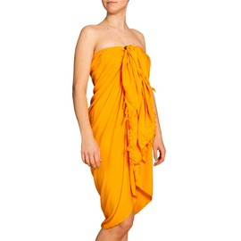 PANASIAM Sarong Unicolour for Men and Women, Multi-Functional Cloth Made of Soft & Light Viscose, Opaque Wrap Skirt, Also Extra Large, Beach Dress Produced by Small Family Business, Yellow-orange