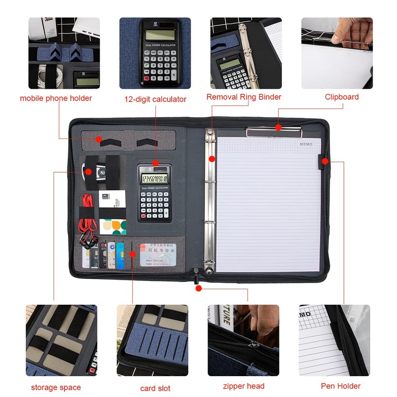Leather Padfolio Portfolio, Business Conference Organizer Notepad Folder Bag for