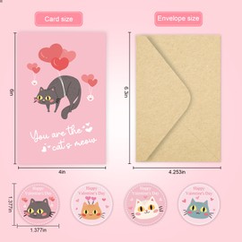 SuperShunhu Set of 24 Cat Pun Valentine's Day Cards, 8 Assorted Valentine's Day Note Cards for Cat Lover, Cute Kitty Valentine's Day Card Boxed for Friend Family