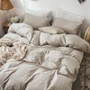 MooMee Bedding Duvet Cover Set 100% Washed Cotton Linen Like
