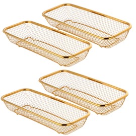 JYJFGSFA 4-Pack Gold Flatware Organizer - Sturdy Mesh Design, Dishwasher-Safe & Easy-Clean Utensil Holder, Silverware Container Drawer Storage