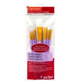 White Taklon Angular Variety Brushes Super Value Pack by Craft Smart® 7 Piece