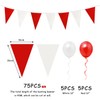 40M Red and White Bunting and 10 Balloons Triangle Flag