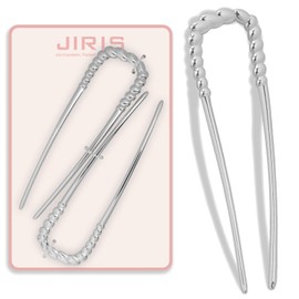 JIRIS 2 Horquillas Francesas De 14 Cm Con Forma De U Para Mujeres Y Niñas, De Metal, Con Estilo Francés, Para Moños Y Recogidos, Elegantes Y Funcionales (Juego De 4 Plateadas)
