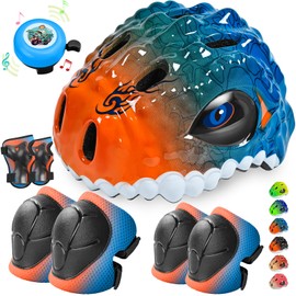 Safuty1st Toddler/Kids Bike Helmet Set for Boys Girls 3D Adjustable Kids Helmet Protective Gear Set Knee Elbow Wrist Pads and Multi-Sports Skateboard Scooter Cycling Roller Balance Bike