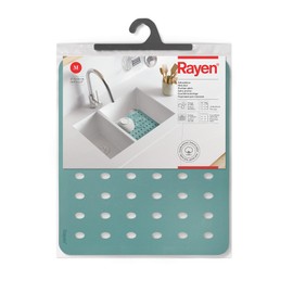 Rayen Sink-Mat | Protects the Sink | With Drainage Holes | Non-Slip | 27.4 x 32.0 cm | Sea Green Salvaplatos. Verde agua. Medidas M: 27.5 x 32 cm, Rubber, Green (Sea Green), 5 x 32 cm