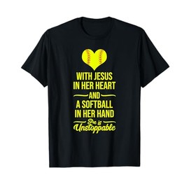 Softball With Jesus In Her Heart Softball Pitcher T-Shirt