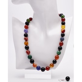 Treasure Bay 12mm Natural Gemstone Beaded Necklace For Women (MultiColoured)