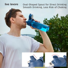 Levore 25oz Clear Water Bottle Leak Proof with Flip Top Lid & Car Cup Holder Fit, BPA-Free USA Tritan Plastic Water Bottle, Dishwasher Safe for Office, School, Outdoor and Daily Use (Blue, 1 Pack)