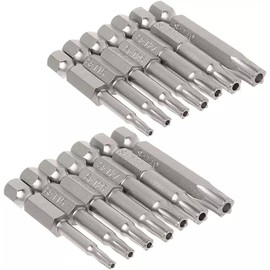 LALOCAPEYO 2 Set of 7Pcs 5 Point Torx Security Bits Magnetic 5 Point Star Tamper Proof Bit Set 1/4" Hex Shank 5 Sided Torx Screwdriver Bits Set 2-Inch Length |T10 T15 T20 T25 T27 T30 T40