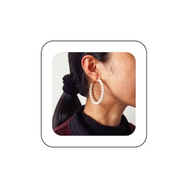 Yienate Gold Pearl Hoop Drop Earrings Boho Pearl Circle Dangle Earrings Pearl Hoop Wedding Earrings Baroque Statement Earrings Jewellery for Women and Girls