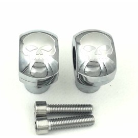 HTT Motorcycle Chromed 1" (25mm) Skull Handlebar Risers Fit 1" handlebars on Suzuki Cruisers with detachable bar mounts V-star Road Star Shadow Vulcan