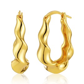 Gold Hoop Earring for Women Girls Twisted Hoop Earrings Chunky Open Hoop Earrings for Teen Girls Geometric Hoop Earrings Jewelry Gifts(twisted)