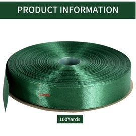 TONIFUL 1 Inch x 100yds Christmas Green Satin Ribbon, Thin Solid Color Satin Ribbon for Gift Wrapping, Crafts, Hair Bows Making, Wedding Party Decoration, Invitation Cards, Floral Bouquets, Christmas