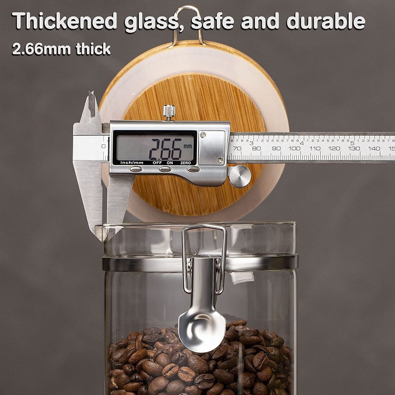 Yangbaga Glass Coffee Containers with Shelf, 2 x 45 oz