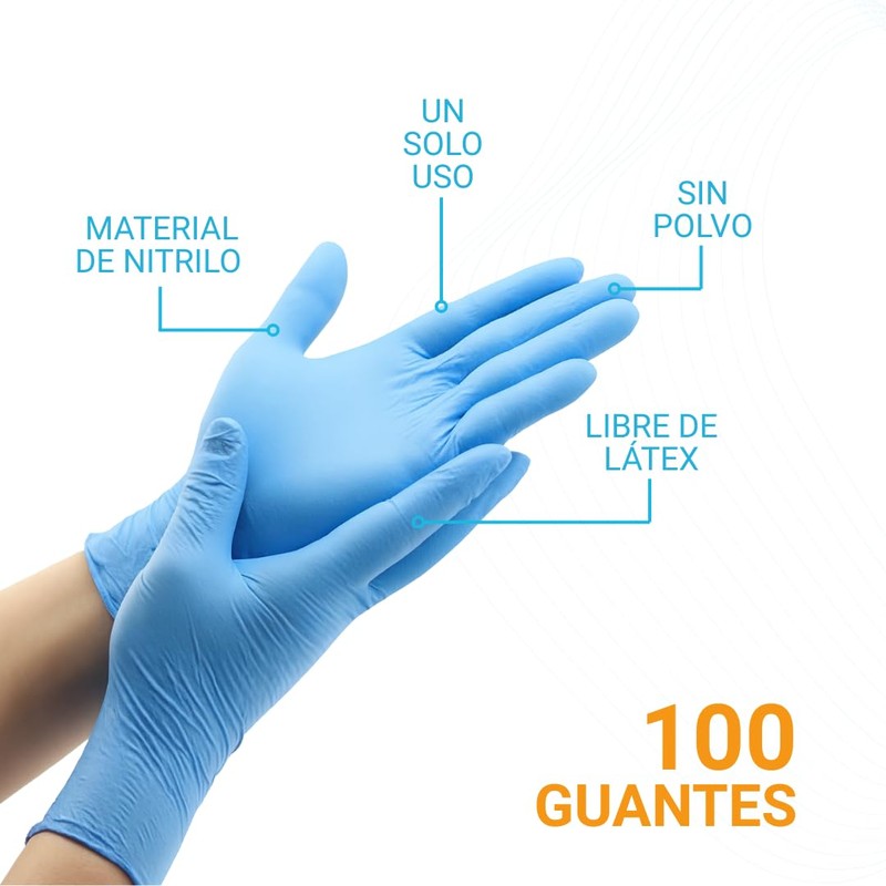 100 Guantes de Nitrilo Azul Safety Zone - Alta Calidad