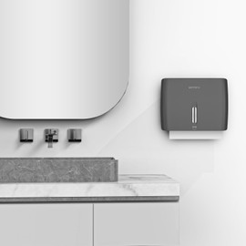 Bertreno Commercial Paper Towel Dispenser Wall Mount Paper Hand Towel Dispenser Large Capacity 200 Multifold/Trifold/C Fold Paper Towel Dispenser Bathroom Adhesive Tissue Dispenser （Black）