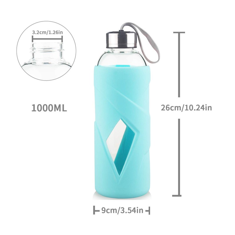 SHOW INGENUITY 32 oz Borosilicate Glass Water Bottle BPA Free