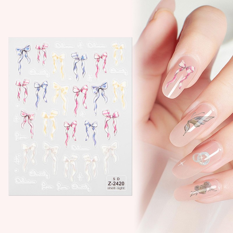QIUTIMIY 3 Sheets Nail Art Stickers Decals Self-Adhesive 5D Embossed