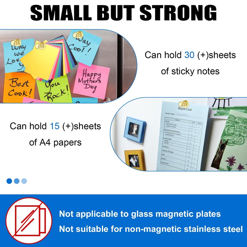 LOVIMAG Refrigerator Magnets, Fridge Magnets, Strong Whiteboard Magnets, Gold 16
