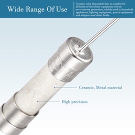 QUARKZMAN 5 pieces 250 V T2.5 A 5 mm x 20 mm slow fuse delay fuse ceramic with connection wire for circuit equipment repair [silver tone]