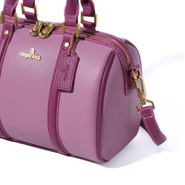 Angel Kiss Women Satchel Purses and Handbags Vegan Leather Boston Barrel Bag Top Handle Shoulder Purse with Crossbody Strap (Light Purple)