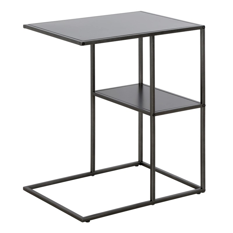 Henn&Hart 20" Wide Rectangular Side Table in Gunmetal Gray, for