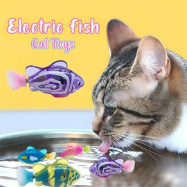 Tyasoleil 4PCS Electronic Pet Fish, Swimming Robot Fish Toy for Cats, Electric Fish Toy, LED Light Electronic Fish, Cat Interactive Pet Toy Swimming Baby Bath Toy
