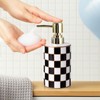 Bathroom Toothbrush Holder Set, Ceramic Checkered Soap Dispenser and Tooth