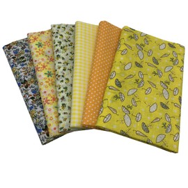 aufodara 6 Pieces 50x 80cm Cotton Fabric Large Patchwork Set Print Fabric Sewing Quilting Bundle DIY Handicraft Fabric (Yellow)