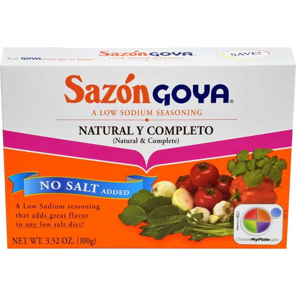 Goya Foods Sazón Seasoning Natural & Complete, No Salt, 3.52 Ounce (Pack of 18)