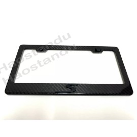 License Plate Frame Shop 1x (Black) "S" 3D Emblem Real 3K TwillWeave CARBON FIBER License Plate Frame