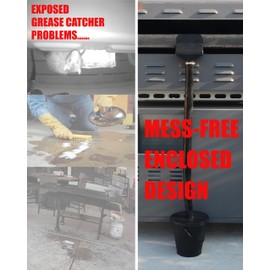 Upgraded Rear Grease Drainage Funnel for Blackstone, Griddle Grease Catcher, 304 Stainless Steel Grease Gate, 0.6 Gal Capacity Bucket W/Lid, 10 Aluminum Drip Liners, Blackstone Griddle Accessories