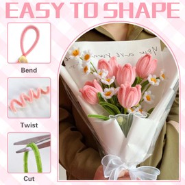 URSDIART 500pcs Pink Pipe Cleaners for Flowers,6 Assorted Colors Pipe Cleaners Crafts, Bulk Pipe Cleaners Fuzzy Sticks Chenille Stems for Art and Craft Projects Creative Gift Party Decorations