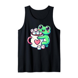 Kawaii Frog Hot Chocolate Marshmallow Tank Top