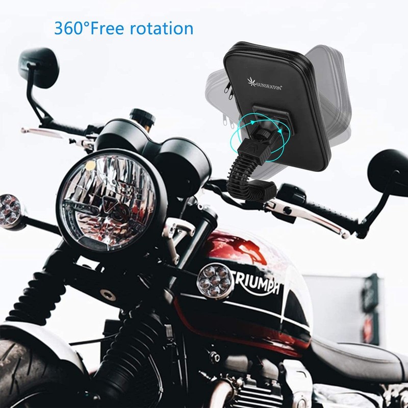 Professional Waterproof Moto Support Case, SUNSEATON 360 Degree Rotation Universal