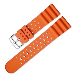 Narako Silicone Curved Line Watch Bands 20mm 22mm Quick Release Replacement Rubber Sport Watch Straps for Diving Watches (22mm, Orange)