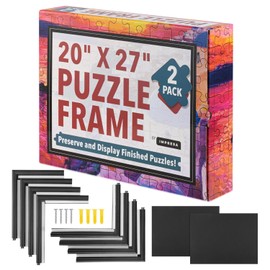Impresa Jigsaw Puzzle Display Frame Kit - 2-Pack 20x27 in Black - Easy Snap-Together Puzzle Board Backing - Versatile Wall Hanging & Art Display - Fits 1000 Piece Frame