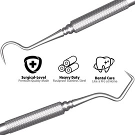Dental Tools Plaque Remover Teeth Cleaning Tool﻿s Kit 6 Pcs Dental Care Kit Stainless Steel Dental Pick Tartar Remover Tool for Home/Travel/Pet Care-Storage Case Included