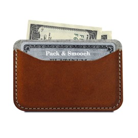Pack & Smooch Card Holder Wallet-KESWICK- 100% Merino Wool Felt, Vegetable Tanned Leather - Light Brown Handcrafted In Germany